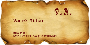 Varró Milán névjegykártya